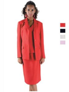 Womens 3 Button Notch Lapel Red Suit