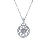 925 Sterling Silver Vintage Inspired Round Diamond Fashion Necklace