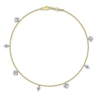 14k Yellow/white Gold Chain Ankle Bracelet