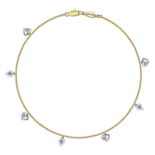 14k Yellow/white Gold Chain Ankle Bracelet