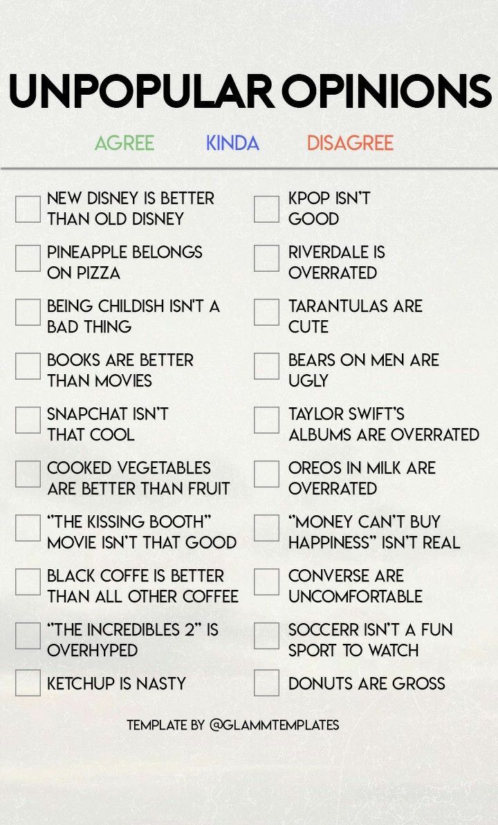 Unpopular Opinions